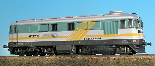 Diesel locomotive class 060 DA of PTK in KEG livery<br /><a href='images/pictures/Sachsenmodelle/72092.jpg' target='_blank'>Full size image</a>